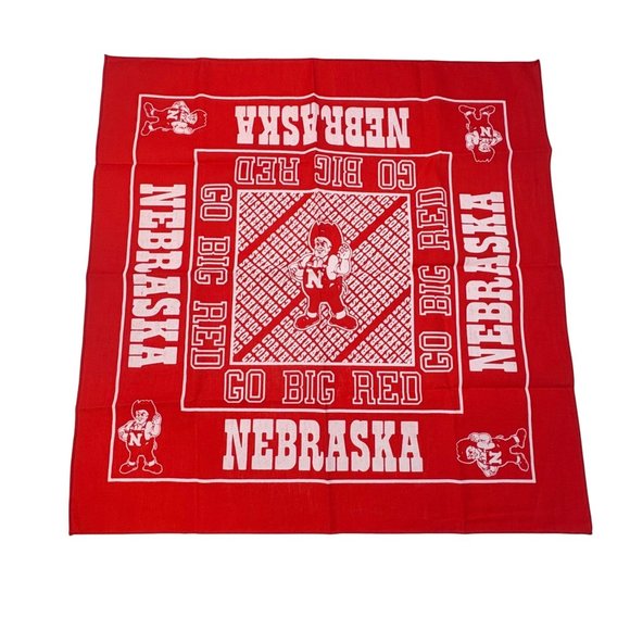 Vintage Nebraska Go Big Red Bandana Cornhuskers Collegiate NOS 21" - Picture 1 of 4